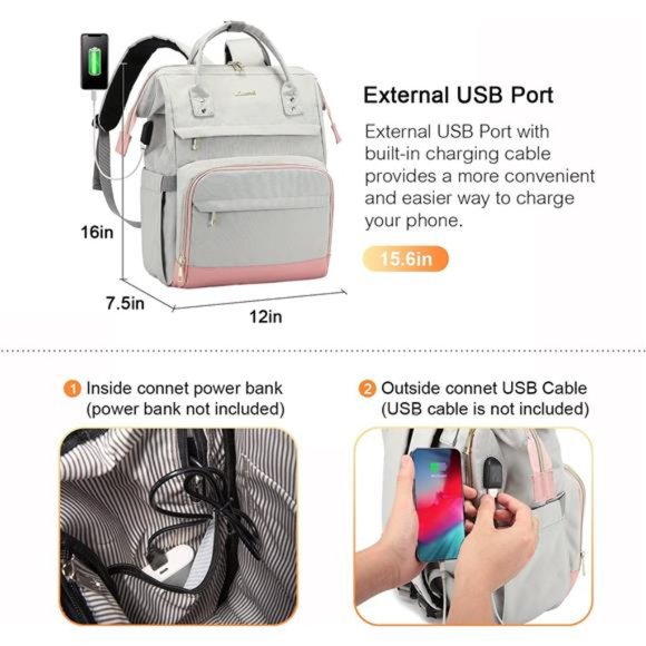 Laptop Backpack for Women Fashion Travel Backpack Purse 15.6 Inch Large Capacity - Picture 5 of 7